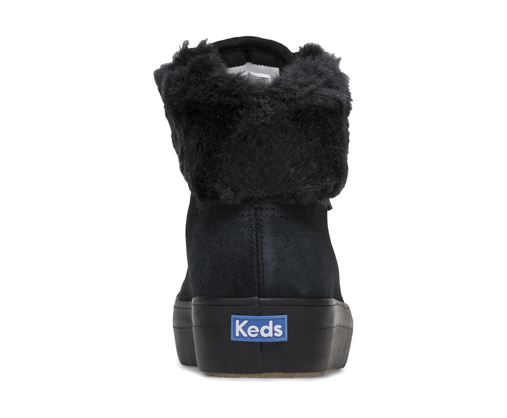 Zapatillas Keds Mujer Negras - Rise Hi Suede Faux Fur - 917-LHEUTK